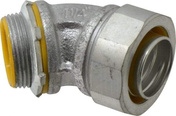 Cooper Crouse-Hinds - 1-1/4" Trade, Malleable Iron Threaded Angled Liquidtight Conduit Connector - Insulated - A1 Tooling