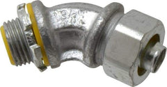 Cooper Crouse-Hinds - 3/8" Trade, Malleable Iron Threaded Angled Liquidtight Conduit Connector - Insulated - A1 Tooling