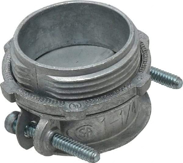 Cooper Crouse-Hinds - 1-1/4" Trade, Die Cast Zinc Squeeze Clamp Straight FMC Conduit Connector - Noninsulated - A1 Tooling