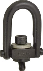 Jergens - 400 Lb Load Capacity Safety Engineered Center Pull Hoist Ring - M8 x 1.25 Thread, 12.5mm Thread Length, Alloy Steel, Black Oxide Finish - A1 Tooling