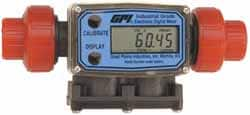 GPI - 1/2" Port Electronic Digital Flowmeter & Totalizer - 150 Max psi, 1.2 to 12 GPM, PVDF - A1 Tooling