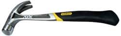 Stanley - 1 Lb Head, Curved Claw Nail Hammer - 13-1/2" OAL, Forged Steel Head, 1-3/16" Face Diam, Smooth Face, Steel Handle with Grip - A1 Tooling