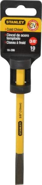 Stanley - 5-9/16" OAL x 3/8" Blade Width Cold Chisel - 3/8" Tip, 3/8" Stock, Chrome Vanadium Steel Handle - A1 Tooling