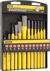 Stanley - 12 Piece Punch & Chisel Set - 3/8 to 5/8" Chisel, 1/16 to 5/16" Punch, Hex Shank - A1 Tooling