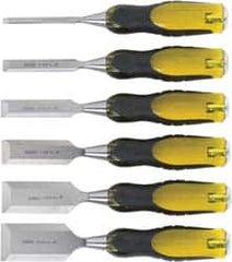 Stanley - 6 Piece Wood Chisel Set - 9" OAL, Bi-Material, Sizes Included 1/4 to 1-1/2" - A1 Tooling