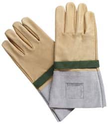 Facom - Size L (9), 11-13/16" Long, Silicone Leather Protector - 1,000 AC Max Use Voltage, Tan/Gray, Wear Over Latex Insulating Gloves - A1 Tooling