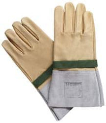 Facom - Size L (9), 11-13/16" Long, Silicone Leather Protector - 1,000 AC Max Use Voltage, Tan/Gray, Wear Over Latex Insulating Gloves - A1 Tooling