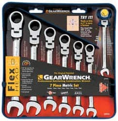 GearWrench - 7 Piece, 10mm to 19mm, Ratcheting Combination Wrench Set - Metric Measurement Standard, Chrome Finish, Comes in Tray - A1 Tooling