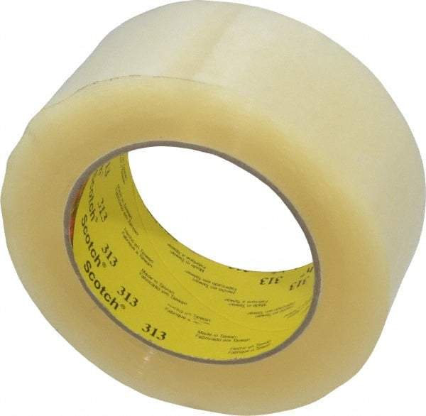 3M - 2" x 110 Yd Clear Acrylic Adhesive Sealing Tape - Polypropylene Film Backing, 2.55 mil Thick, 56 Lb Tensile Strength, Series 313 - A1 Tooling