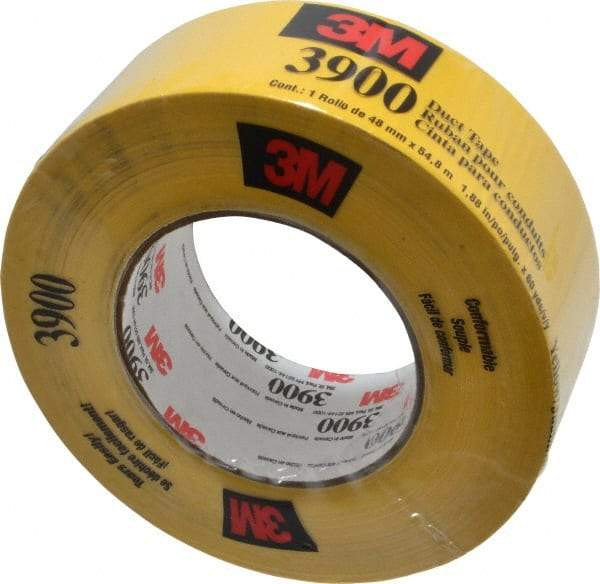 3M - 2" x 55m Yellow Duct Tape - 8.1 mil, Rubber Adhesive, Polyethylene Film Backing, 32 Lb/ln Tensile Strength, 200°F Max, Series 3900 - A1 Tooling