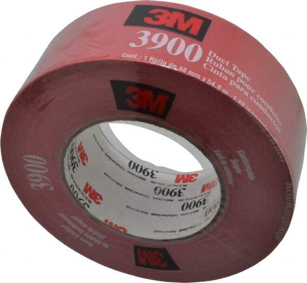 3M - 2" x 55m Red Duct Tape - 8.1 mil, Rubber Adhesive, Polyethylene Film Backing, 32 Lb/ln Tensile Strength, 200°F Max, Series 3900 - A1 Tooling