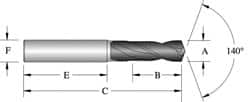 Allied Machine and Engineering - 6.49986mm 140° Spiral Flute Solid Carbide Screw Machine Drill Bit - A1 Tooling