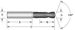 Allied Machine and Engineering - 6.49986mm 140° Spiral Flute Solid Carbide Screw Machine Drill Bit - A1 Tooling