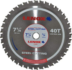 Lenox - 7-1/4" Diam, 5/8" Arbor Hole Diam, 40 Tooth Wet & Dry Cut Saw Blade - Titanium Carbide-Tipped, General Purpose Action, Standard Round Arbor - A1 Tooling