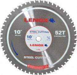 Lenox - 10" Diam, 5/8" Arbor Hole Diam, 52 Tooth Wet & Dry Cut Saw Blade - Titanium Carbide-Tipped, General Purpose Action, Standard Round Arbor - A1 Tooling