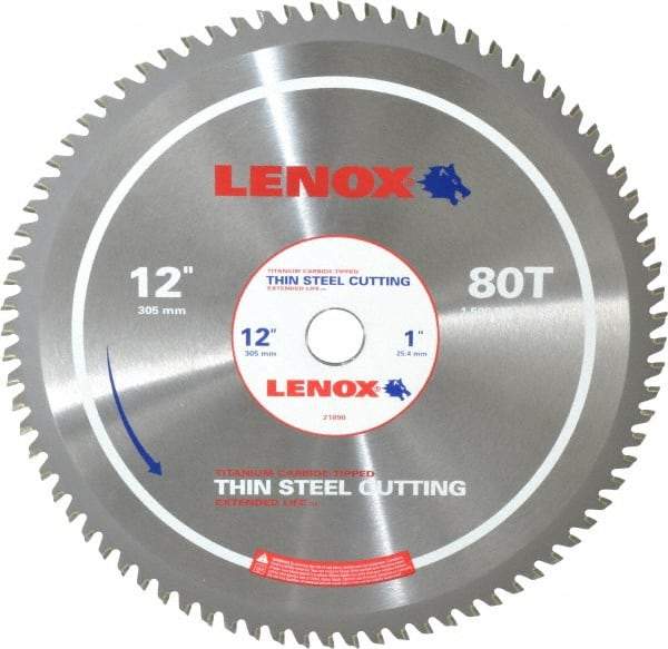 Lenox - 12" Diam, 1" Arbor Hole Diam, 80 Tooth Wet & Dry Cut Saw Blade - Titanium Carbide-Tipped, General Purpose Action, Standard Round Arbor - A1 Tooling