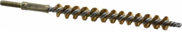 Value Collection - 3/8" Diam Helical Brass Tube Brush - 0.005" Filament Diam, 3-1/8" Brush Length, 5-1/8" OAL, 3/16-24 Male Shank - A1 Tooling