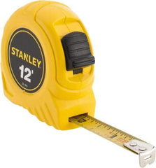 Stanley - 12' x 1/2" Yellow Blade Tape Measure - 1/32 & 1/16" Graduation, Inch Graduation Style, Yellow Case - A1 Tooling