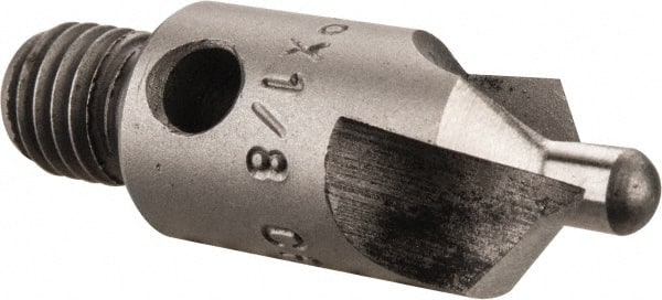 Made in USA - 1-1/8" OAL, 3/8" Head Diam, 3 Flute, 100° Incl Angle, Integral Pilot, Adjustable Stop Countersink - A1 Tooling