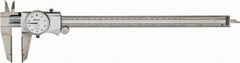 Mitutoyo - 0" to 12" Range, 0.001" Graduation, 0.1" per Revolution, Dial Caliper - White Face, 2-1/2" Jaw Length, Accurate to 0.0020" - A1 Tooling