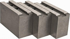 Abbott Workholding Products - 15 to 18" Chuck Capacity, 1.5mm x 60° Serrated Attachment, Square Soft Lathe Chuck Jaw - 3 Jaws, Steel, 1.6929" Btw Mount Hole Ctrs, 6-1/2" Long x 2-1/2" Wide x 4" High, 0.8661" Groove, 0.7874" & 20mm Fastener - A1 Tooling