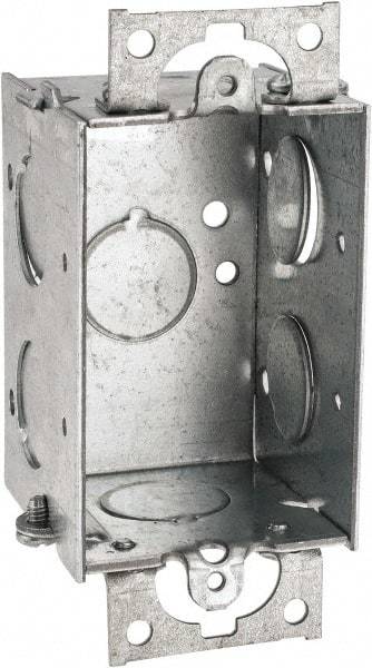 Cooper Crouse-Hinds - 1 Gang, (7) 1/2" Knockouts, Steel Rectangle Switch Box - 3" Overall Height x 2" Overall Width x 2" Overall Depth - A1 Tooling