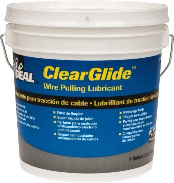 Ideal - 1 Gallon Pail, Clear Wire Pulling Lubricant Gel - 30 to 180°F, RoHS Compliant, UL Listed - A1 Tooling