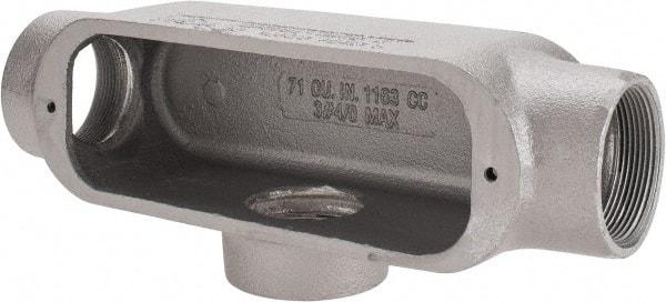 Cooper Crouse-Hinds - Form 5, T Body, 2" Trade, Rigid Malleable Iron Conduit Body - Oval, 11-1/2" OAL, 76 cc Capacity, Gray - A1 Tooling