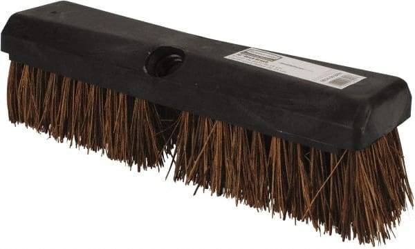 Rubbermaid - 2" Bristle Length, Palmyra Scrub Brush - 10" OAL, Tapered Handle, Brown, Plastic Block - A1 Tooling