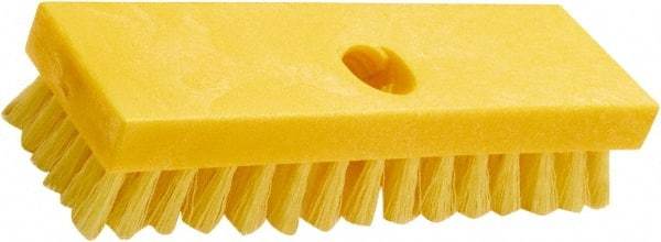 Rubbermaid - 1" Bristle Length, Polypropylene Scrub Brush - 8" OAL, Threaded Handle, Yellow, Plastic Block - A1 Tooling