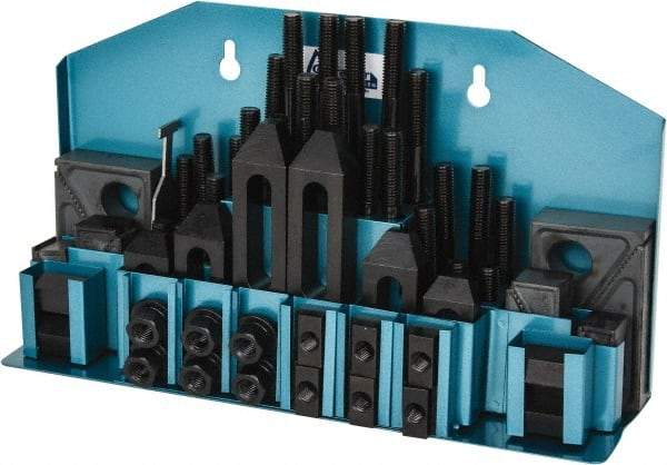 Gibraltar - 52 Piece Fixturing Step Block & Clamp Set with 25mm Step Block, 12mm T-Slot, M10x1.5 Stud Thread - 19mm Nut Width, 80, 110, 125, 150, 175 & 200mm Stud Lengths - A1 Tooling