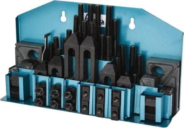 Gibraltar - 52 Piece Fixturing Step Block & Clamp Set with 25mm Step Block, 14mm T-Slot, M12x1.75 Stud Thread - 22mm Nut Width, 80, 110, 125, 150, 175 & 200mm Stud Lengths - A1 Tooling