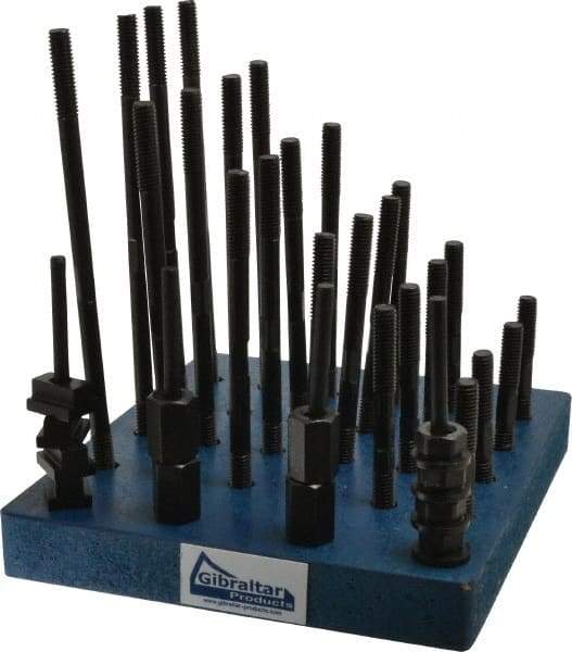 Gibraltar - 38 Piece, 3/8-16 Stud, 7/16" T Slot, T Nut & Stud Kit - 11/16" T-Slot Nut Width, 3, 4, 5, 6, 7, 8" Stud Lengths - A1 Tooling