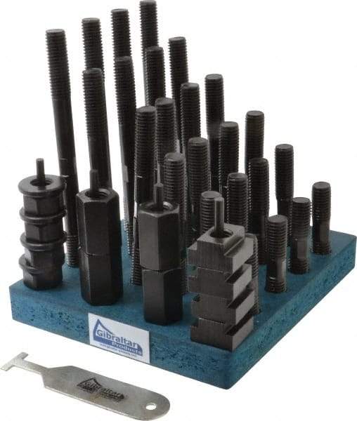 Gibraltar - 38 Piece, 5/8-11 Stud, 3/4" T Slot, T Nut & Stud Kit - 1-1/4" T-Slot Nut Width, 3, 4, 5, 6, 7, 8" Stud Lengths - A1 Tooling