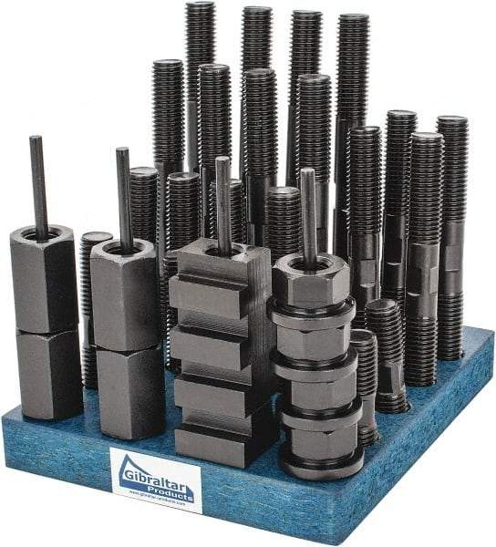 Gibraltar - 38 Piece, 3/4-10 Stud, 7/8" T Slot, T Nut & Stud Kit - 1-1/2" T-Slot Nut Width, 3, 4, 5, 6, 7, 8" Stud Lengths - A1 Tooling