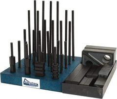 Gibraltar - 50 Piece Fixturing Step Block & Clamp Set with 1" Step Block, 7/16" T-Slot, 3/8-16 Stud Thread - 11/16" Nut Width, 3, 4, 5, 6, 7 & 8" Stud Lengths - A1 Tooling