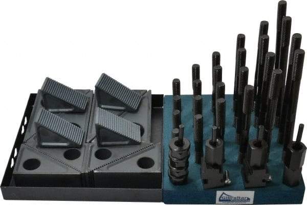 Gibraltar - 50 Piece Fixturing Step Block & Clamp Set with 1-1/2" Step Block, 11/16" T-Slot, 1/2-13 Stud Thread - 1-1/8" Nut Width, 3, 4, 5, 6, 7 & 8" Stud Lengths - A1 Tooling