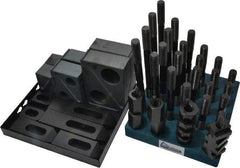 Gibraltar - 50 Piece Fixturing Step Block & Clamp Set with 1-1/2" Step Block, 11/16" T-Slot, 5/8-11 Stud Thread - 1-1/8" Nut Width, 3, 4, 5, 6, 7 & 8" Stud Lengths - A1 Tooling