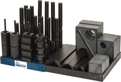 Gibraltar - 50 Piece Fixturing Step Block & Clamp Set with 1-1/2" Step Block, 13/16" T-Slot, 3/4-10 Stud Thread - 1-1/4" Nut Width, 3, 4, 5, 6, 7 & 8" Stud Lengths - A1 Tooling