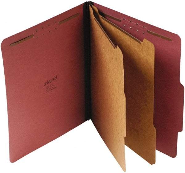 UNIVERSAL - 8-1/2 x 11", Letter Size, Red, Classification Folders with Top Tab Fastener - 25 Point Stock, Right of Center Tab Cut Location - A1 Tooling