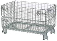 Nashville Wire - 32" Long x 20" Wide x 16" High Steel Basket-Style Bulk Folding Wire Mesh Container - 1,000 Lb. Load Capacity - A1 Tooling