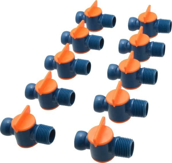 Loc-Line - 10 Piece, 1/2" ID Coolant Hose NPT Valve - Male to Female Connection, Acetal Copolymer Body, 1/2 NPT, Use with Loc-Line Modular Hose Systems - A1 Tooling