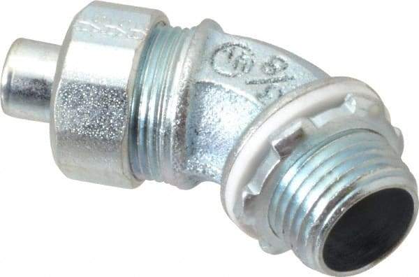 Cooper Crouse-Hinds - 3/8" Trade, Malleable Iron Threaded Angled Liquidtight Conduit Connector - Noninsulated - A1 Tooling