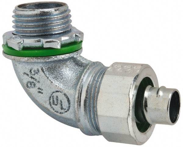 Cooper Crouse-Hinds - 3/8" Trade, Malleable Iron Threaded Angled Liquidtight Conduit Connector - Noninsulated - A1 Tooling