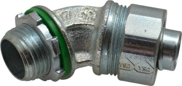 Cooper Crouse-Hinds - 1/2" Trade, Malleable Iron Threaded Angled Liquidtight Conduit Connector - Noninsulated - A1 Tooling