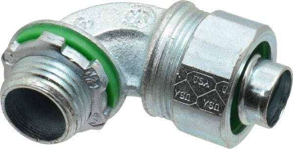 Cooper Crouse-Hinds - 1/2" Trade, Malleable Iron Threaded Angled Liquidtight Conduit Connector - Noninsulated - A1 Tooling