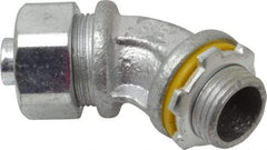 Cooper Crouse-Hinds - 3/8" Trade, Malleable Iron Threaded Angled Liquidtight Conduit Connector - Noninsulated - A1 Tooling