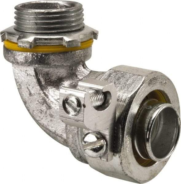 Cooper Crouse-Hinds - 3/4" Trade, Malleable Iron Threaded Angled Liquidtight Conduit Connector - Noninsulated - A1 Tooling