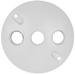 Cooper Crouse-Hinds - 3 Outlet, 1/2" Hole Diam, Powder Coat Finish, Round Noncorrosive Weatherproof Box Cover - 4-1/2" Wide x 9/16" High, Wet Locations, Aluminum, UL Listed - A1 Tooling