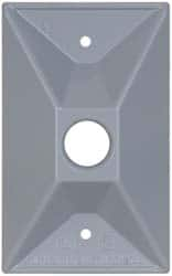 Cooper Crouse-Hinds - 1 Outlet, 1/2" Hole Diam, Powder Coat Finish, Rectangle Noncorrosive Weatherproof Box Cover - 4-1/2" Long x 2-3/4" Wide x 7/8" High, Wet Locations, Aluminum, UL Listed - A1 Tooling